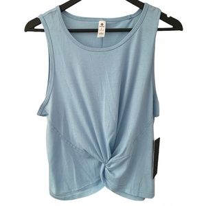 Light Blue Front Twist Workout Tank Top
